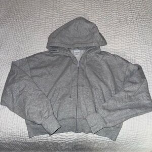 aritzia terry fleece boyfriend boxy zip up hoodie